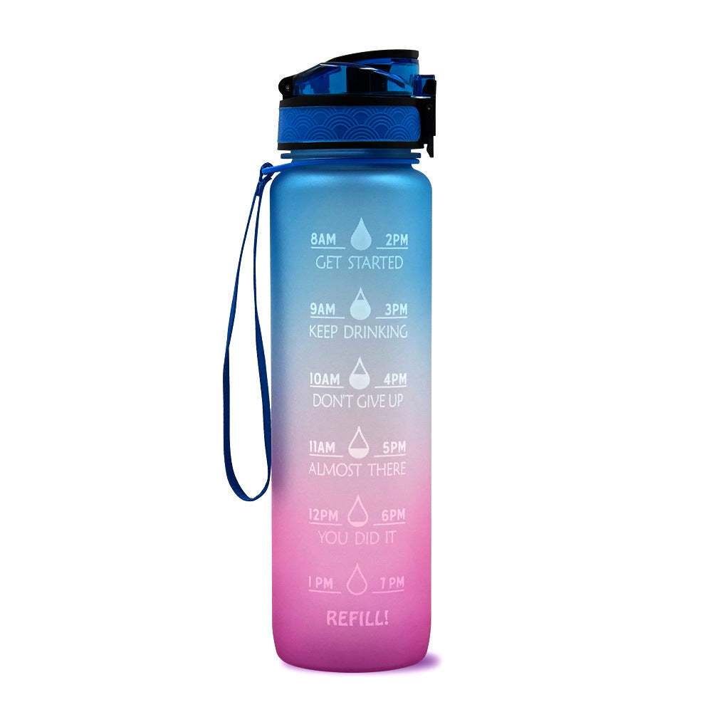 Water Bottle with Time Marker & Leakproof Cover 1L