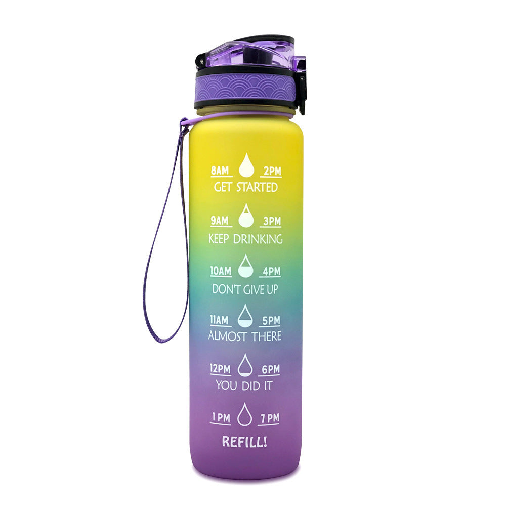 Water Bottle with Time Marker & Leakproof Cover 1L