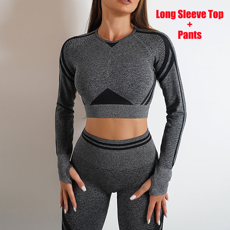 Women's Seamless Butt Lifting Leggings & Long Sleeve Workout Top