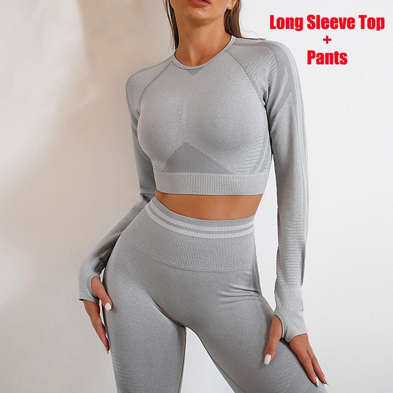 Women's Seamless Butt Lifting Leggings & Long Sleeve Workout Top