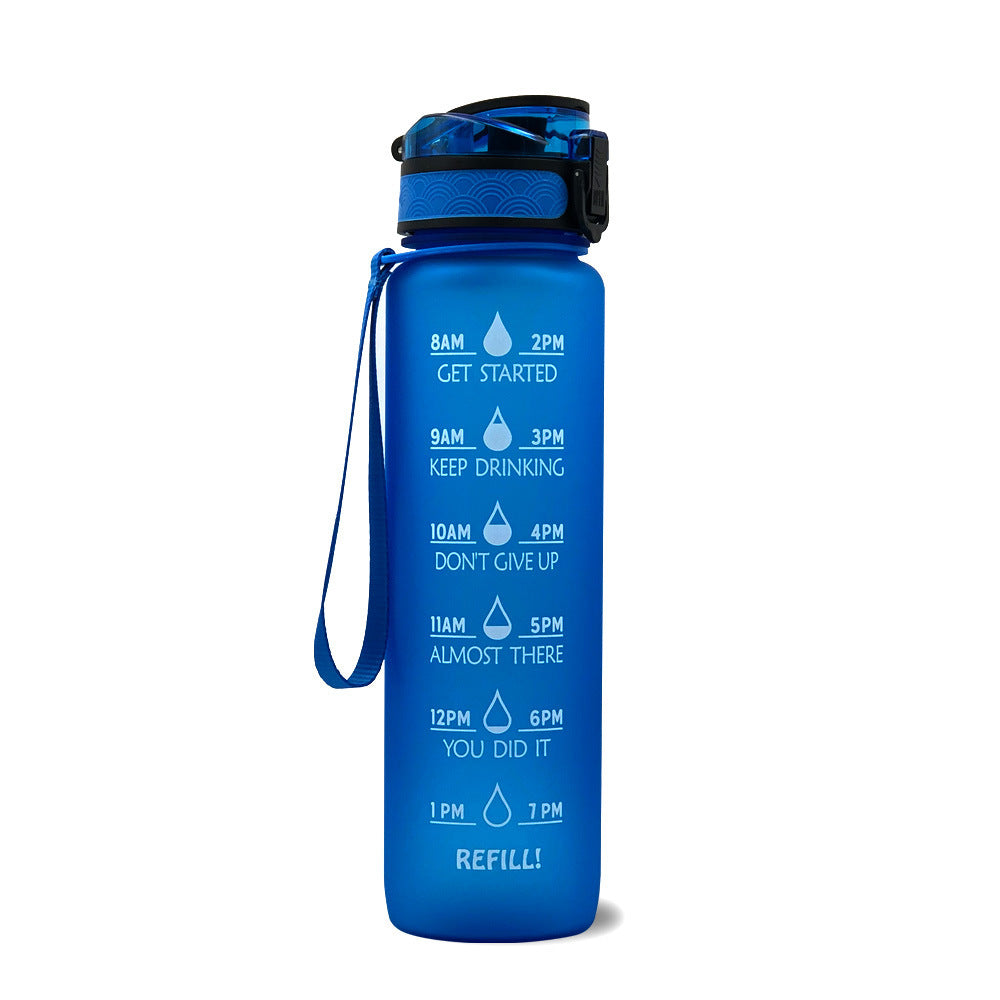 Water Bottle with Time Marker & Leakproof Cover 1L