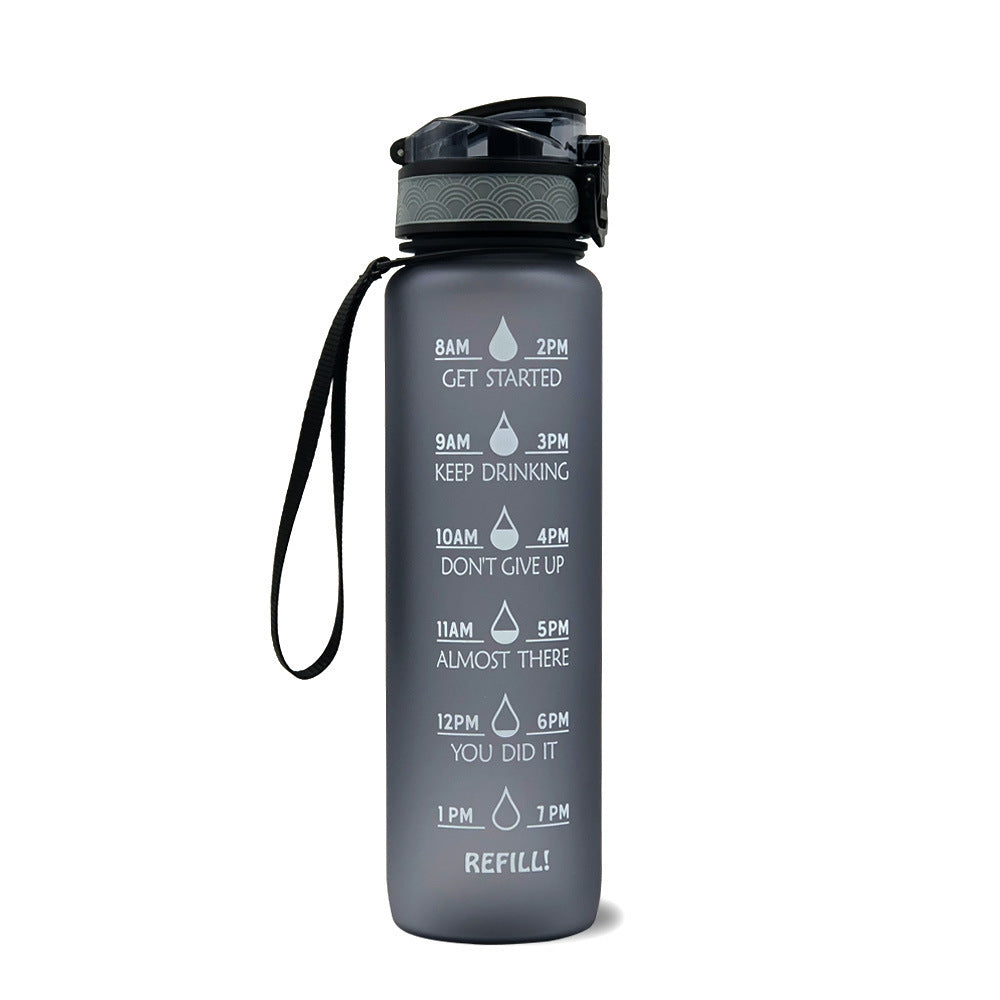 Water Bottle with Time Marker & Leakproof Cover 1L