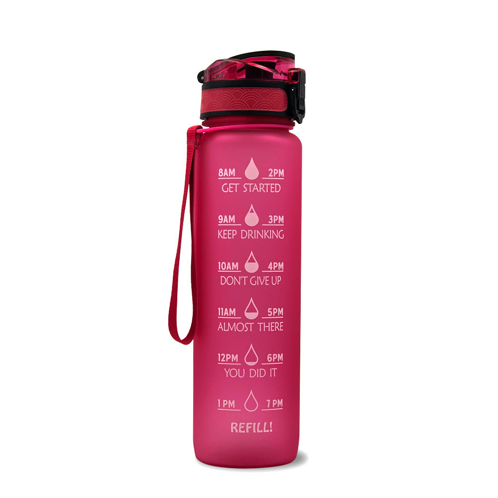 Water Bottle with Time Marker & Leakproof Cover 1L