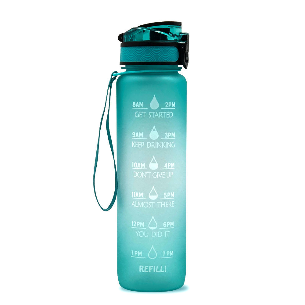Water Bottle with Time Marker & Leakproof Cover 1L