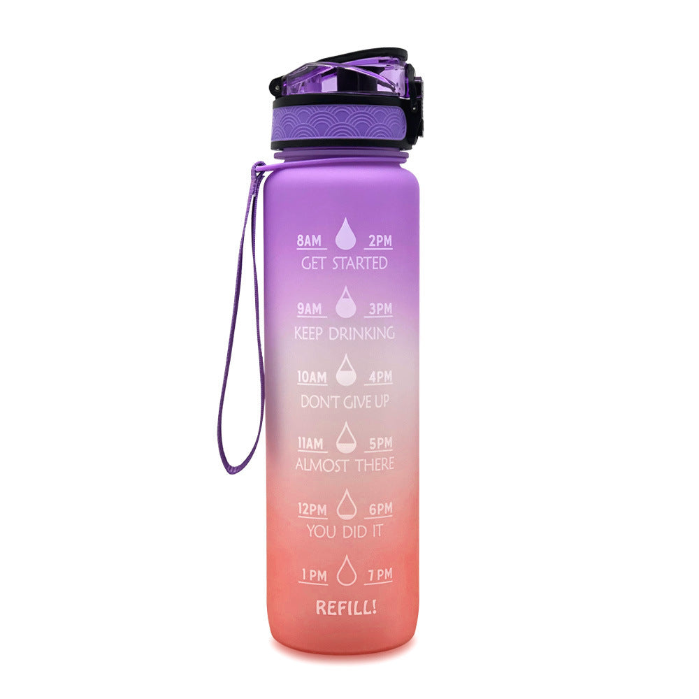 Water Bottle with Time Marker & Leakproof Cover 1L