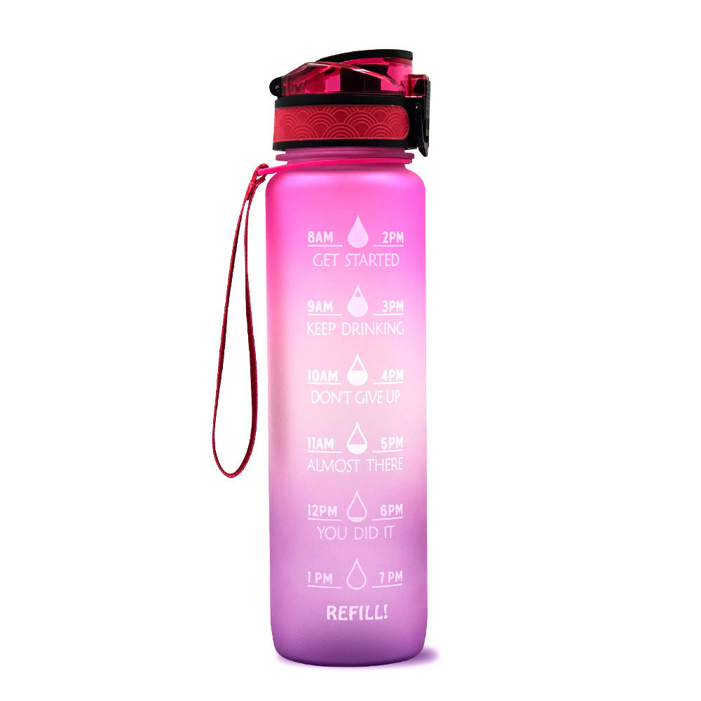 Water Bottle with Time Marker & Leakproof Cover 1L