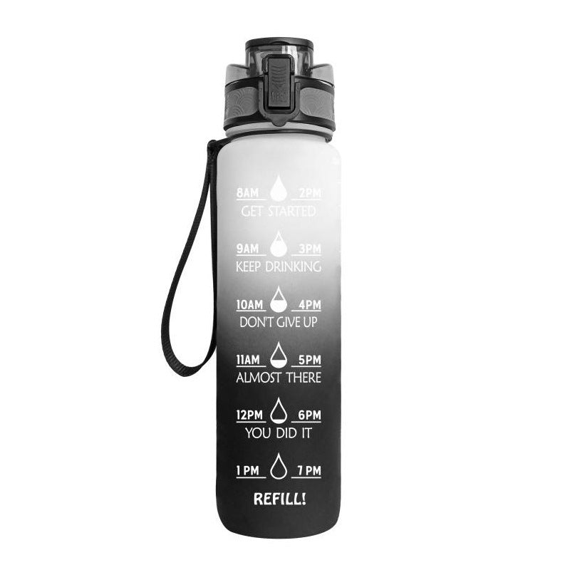 Water Bottle with Time Marker & Leakproof Cover 1L