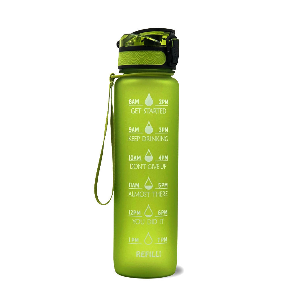 Water Bottle with Time Marker & Leakproof Cover 1L