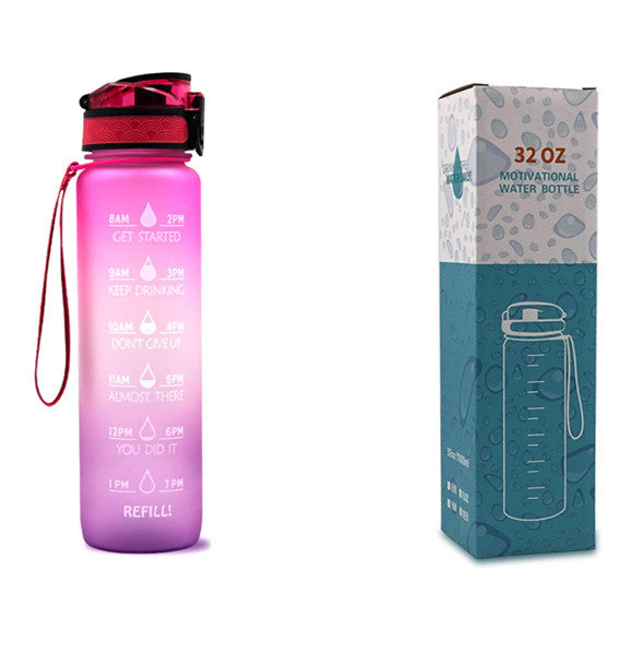 Water Bottle with Time Marker & Leakproof Cover 1L