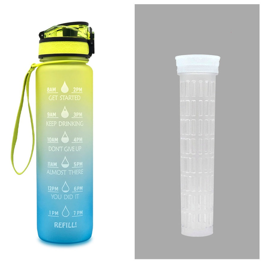 Water Bottle with Time Marker & Leakproof Cover 1L