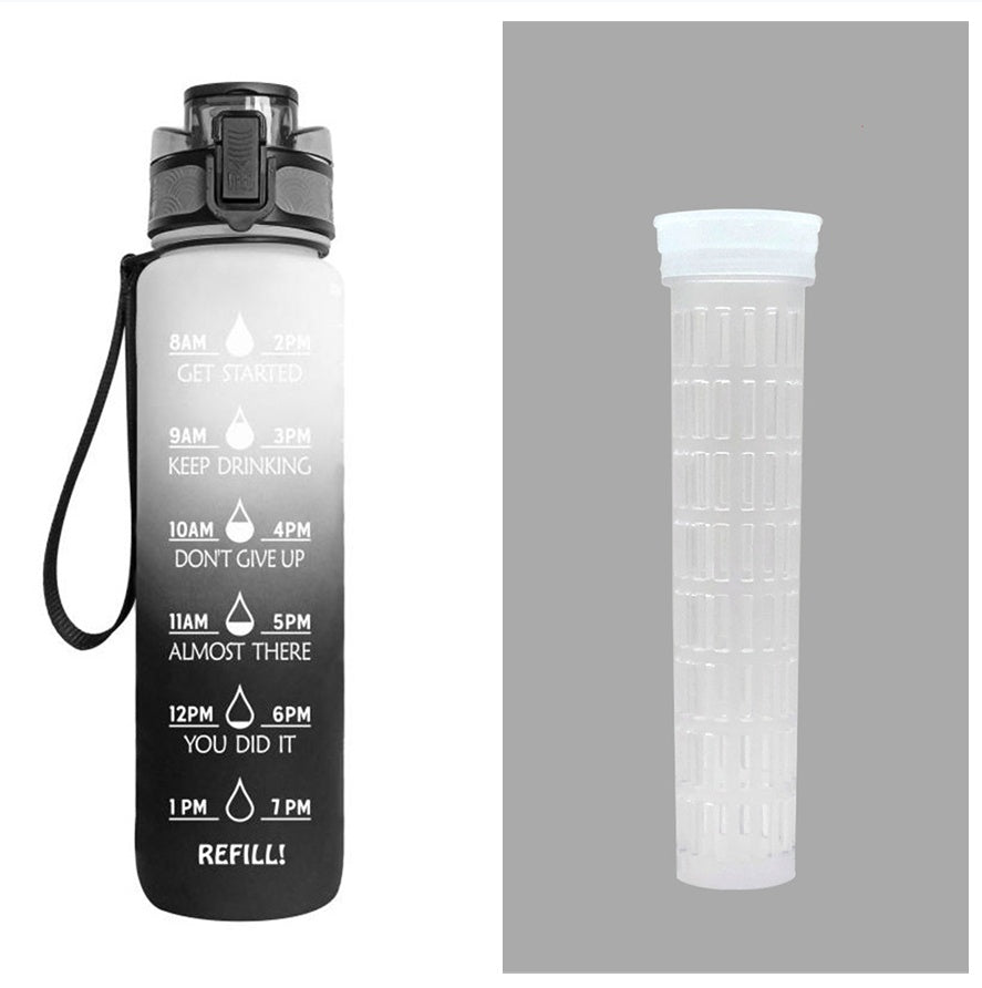 Water Bottle with Time Marker & Leakproof Cover 1L