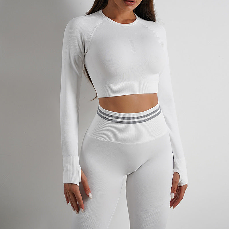 Women's Seamless Butt Lifting Leggings & Long Sleeve Workout Top