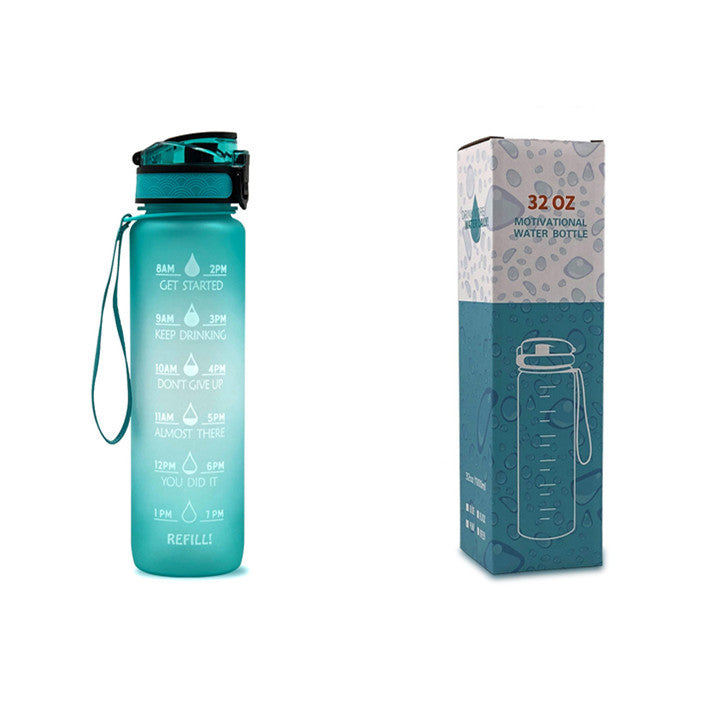 Water Bottle with Time Marker & Leakproof Cover 1L