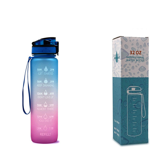 Water Bottle with Time Marker & Leakproof Cover 1L