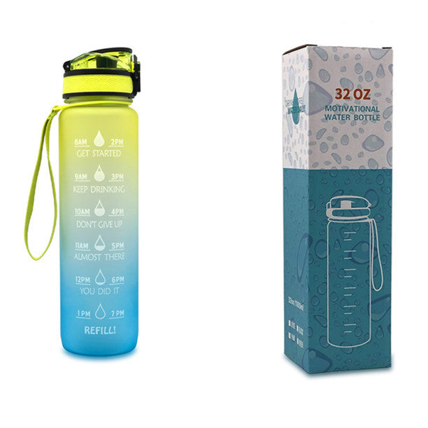 Water Bottle with Time Marker & Leakproof Cover 1L