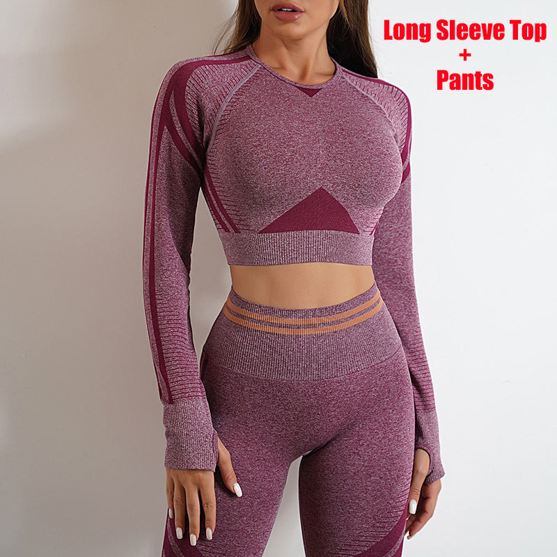 Women's Seamless Butt Lifting Leggings & Long Sleeve Workout Top
