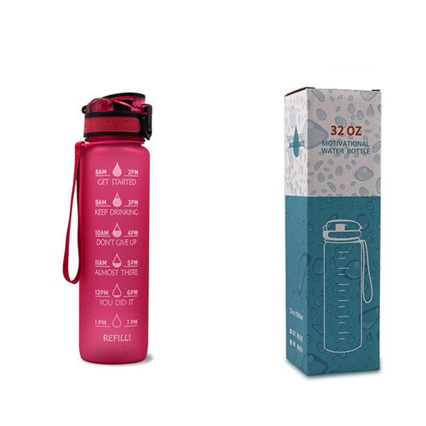Water Bottle with Time Marker & Leakproof Cover 1L