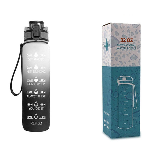 Water Bottle with Time Marker & Leakproof Cover 1L