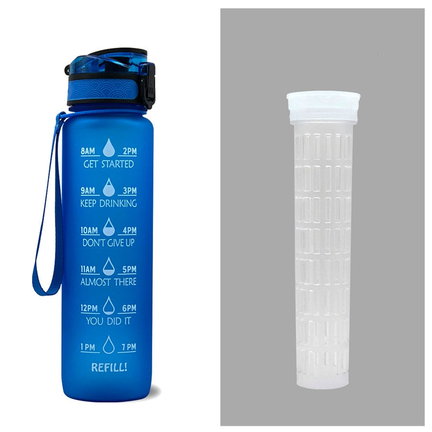 Water Bottle with Time Marker & Leakproof Cover 1L