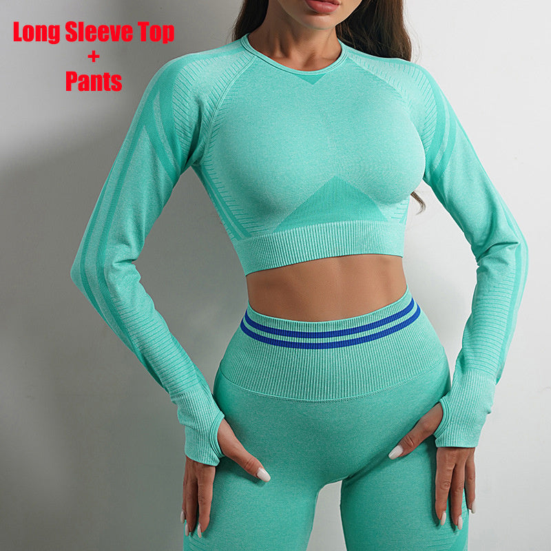 Women's Seamless Butt Lifting Leggings & Long Sleeve Workout Top