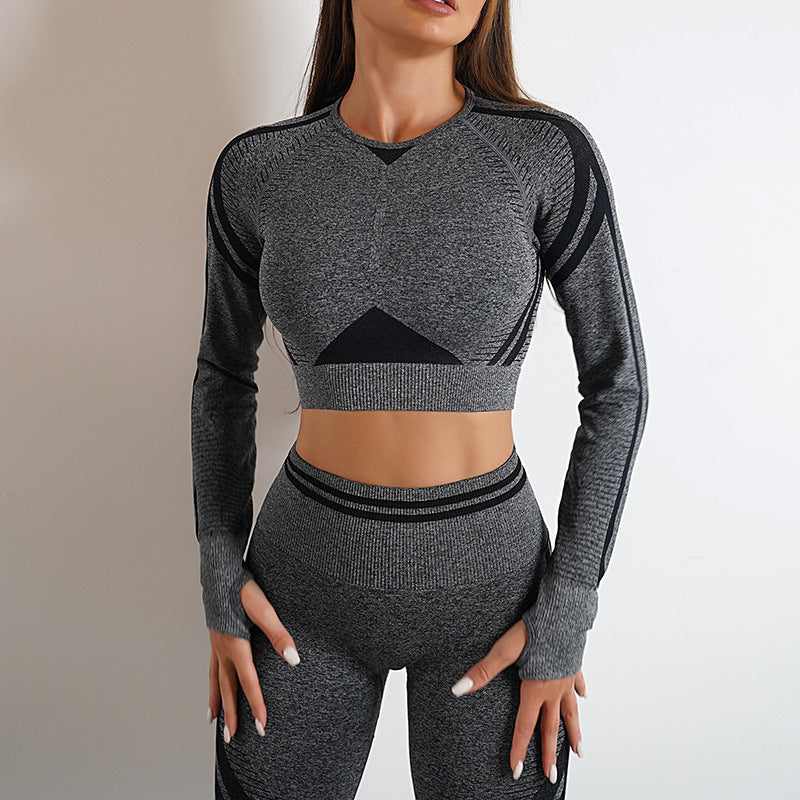 Women's Seamless Butt Lifting Leggings & Long Sleeve Workout Top