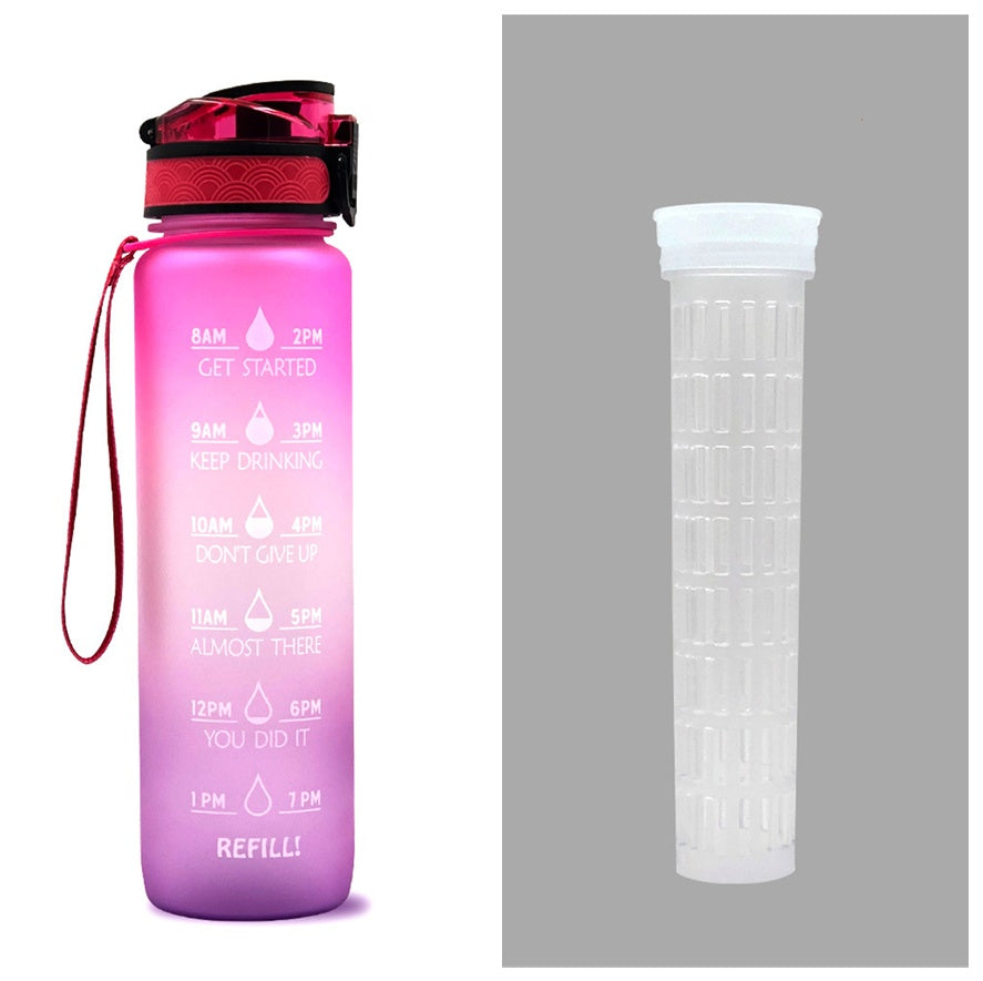 Water Bottle with Time Marker & Leakproof Cover 1L