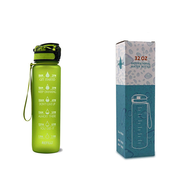Water Bottle with Time Marker & Leakproof Cover 1L