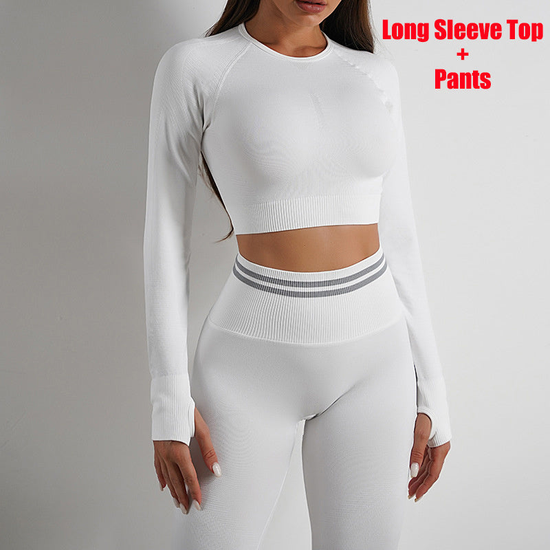 Women's Seamless Butt Lifting Leggings & Long Sleeve Workout Top