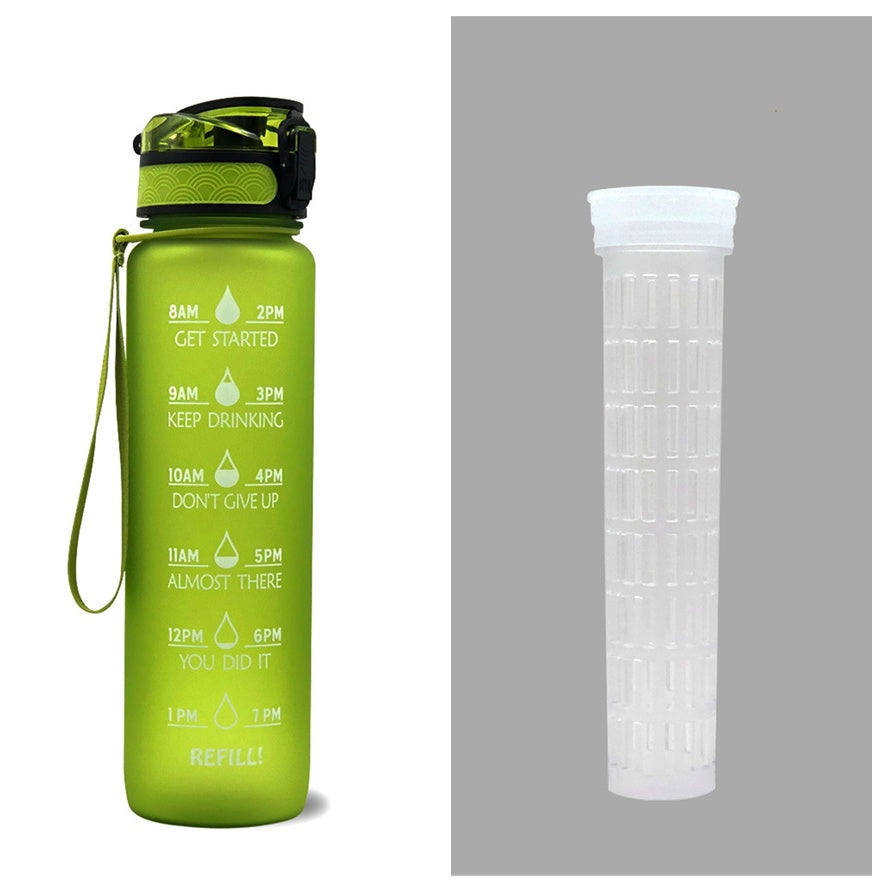Water Bottle with Time Marker & Leakproof Cover 1L